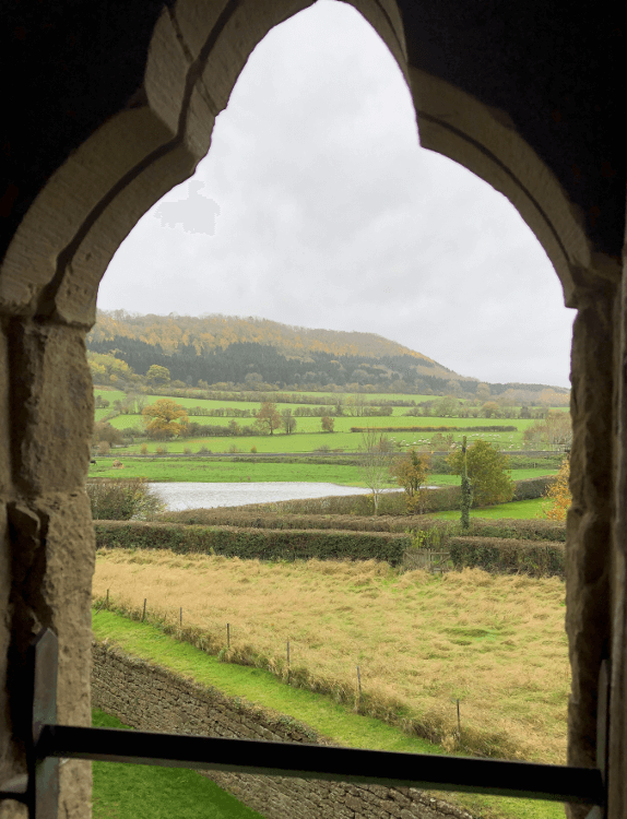 Views over the green Shropshire Hills from Stokesay Castle